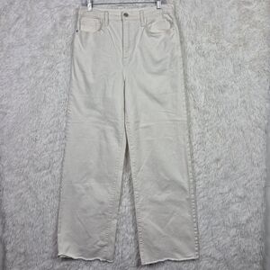 Frame Womens Le Jane High Rise Wide Leg Jeans 29 White Raw Hem 32" Boho Baggy